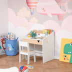 Kids Desk and Chair Set 2 Pieces Children Study Table with Storage Pull-Out Drawer Bookshelf for 3-6 Years Writing, Reading, Drawing