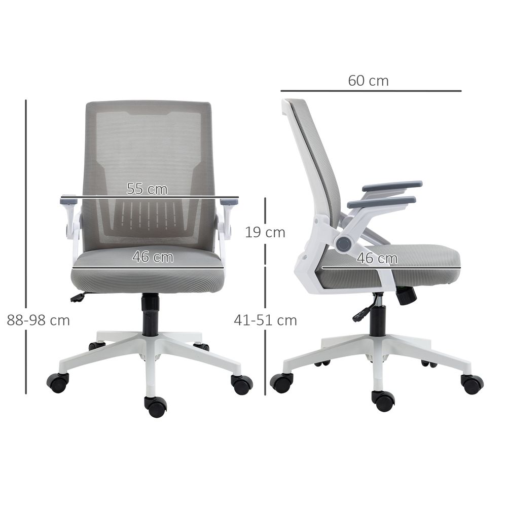 Mesh Office Chair for Home with Lumbar Support, Flip-up Arm, Wheels