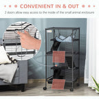 Small Animal Cage with Wheels Pet Home for Chinchillas Ferrets Kittens, with Hammock, 4 Platforms, Removable Tray, Grey
