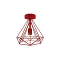 Vintage Red Metal Cage Semi Flush Mount Ceiling Light - E27 Holder - Elegant and Stylish