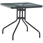 Square Patio Table - Tempered Glass Top, Garden Dining - 76 x 76cm