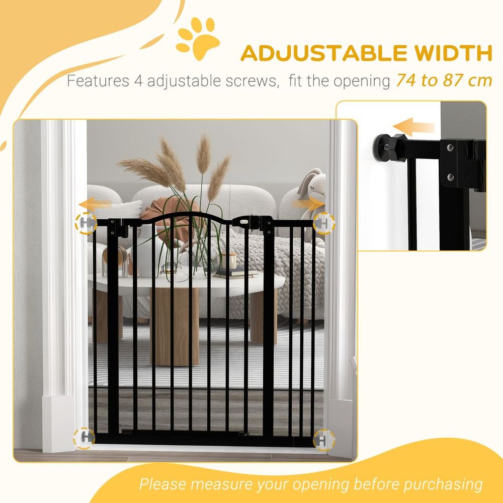 Adjustable Auto-Close Pet Gate - Black, 74-87cm