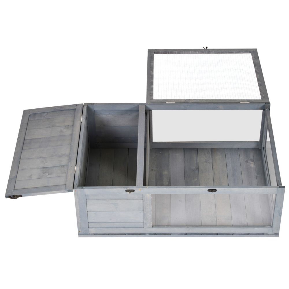 Tortoise House with Mesh Roof - Small Reptile Wooden Grey House