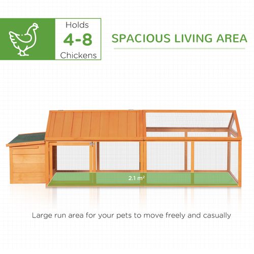 Wooden Chicken Run with Nesting Box, Openable Roof for 4-8 Chickens Ducks