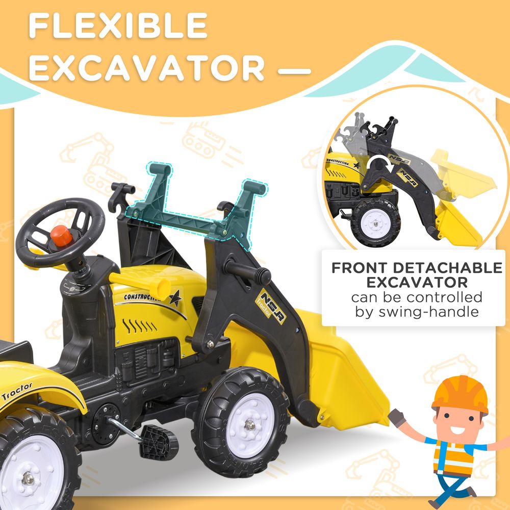 Pedal Go Kart Ride on Excavator - Yellow