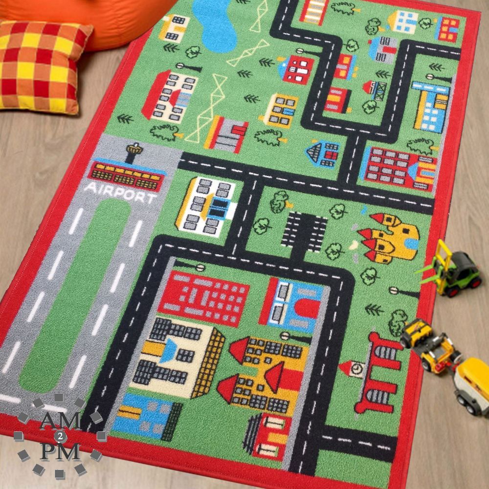 Kids Green Town Rug, 80x120cm