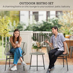 Rattan Bistro Set, Small Balcony Furniture with Cushion, Light Grey in Grey