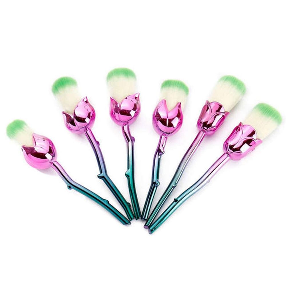 Beauty and the Beast Rose Makeup Brushes, Portable, 6pc Set