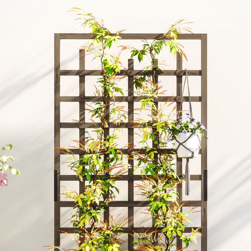 Wooden Trellis Planter, Raised Garden Bed with Wheels and Bed Liner in Wooden