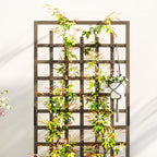 Wooden Trellis Planter, Raised Garden Bed with Wheels and Bed Liner in Wooden