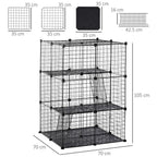 Pet Playpen DIY Small Animal Cage Enclosure Metal Wire Fence 39 Panels with 3 Doors 2 Ramps for Kitten Bunny Chinchilla Pet Mink Black