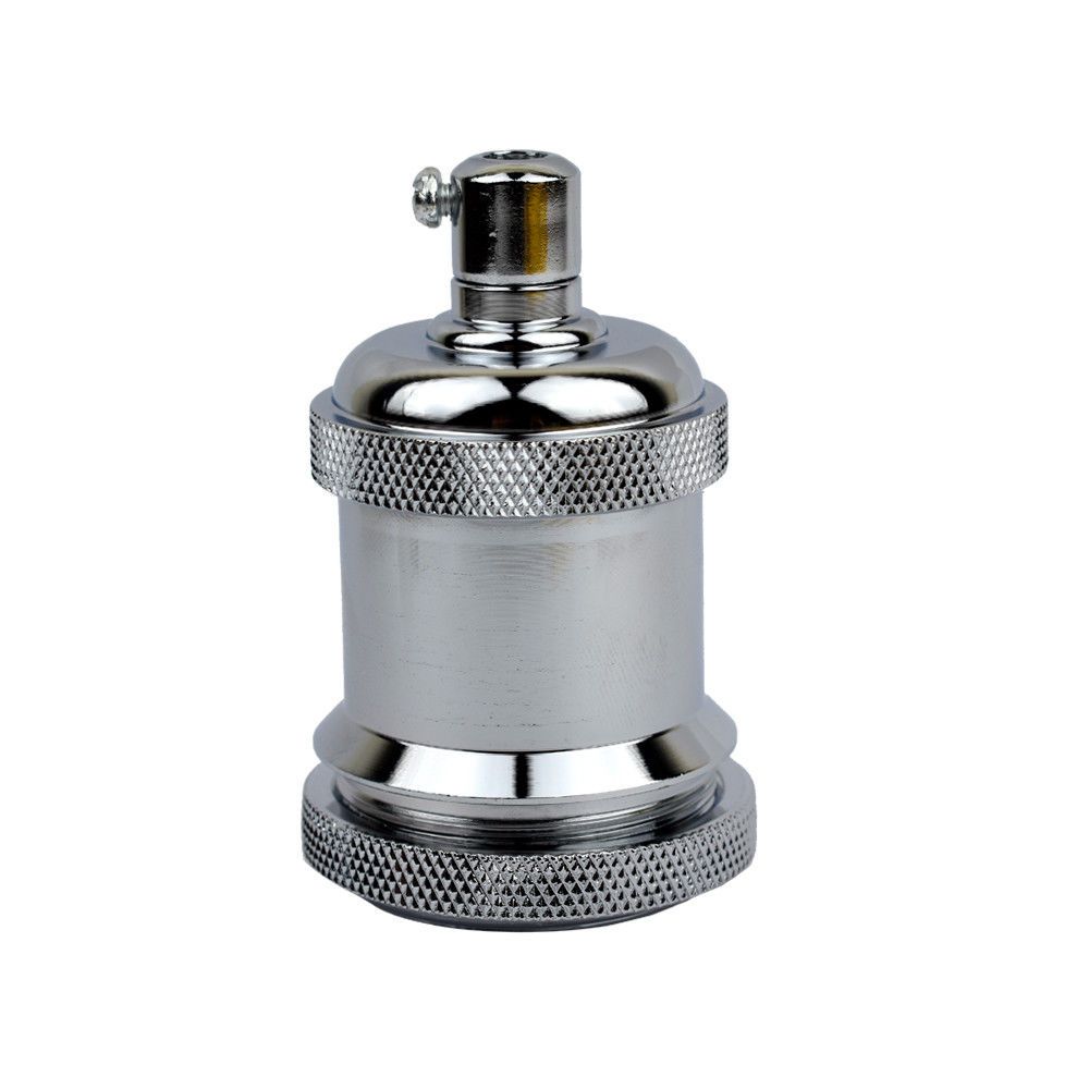 Vintage Style Chrome E27 Metal Lamp Holder for Antique Edison Filament Bulbs