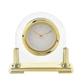 Wm.Widdop Glass Mantel Clock - 2 Tone Dial - Gold Stand