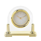 Wm.Widdop Glass Mantel Clock - 2 Tone Dial - Gold Stand