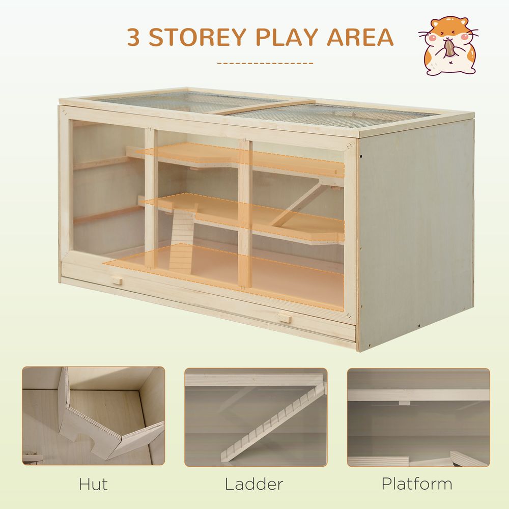 Wooden Large Hamster Cage Syrian Hamster Mouse Rats Mice Rodent Small Animals Hutch Exercise Play House Pen 115L x 57W x 55H(cm)