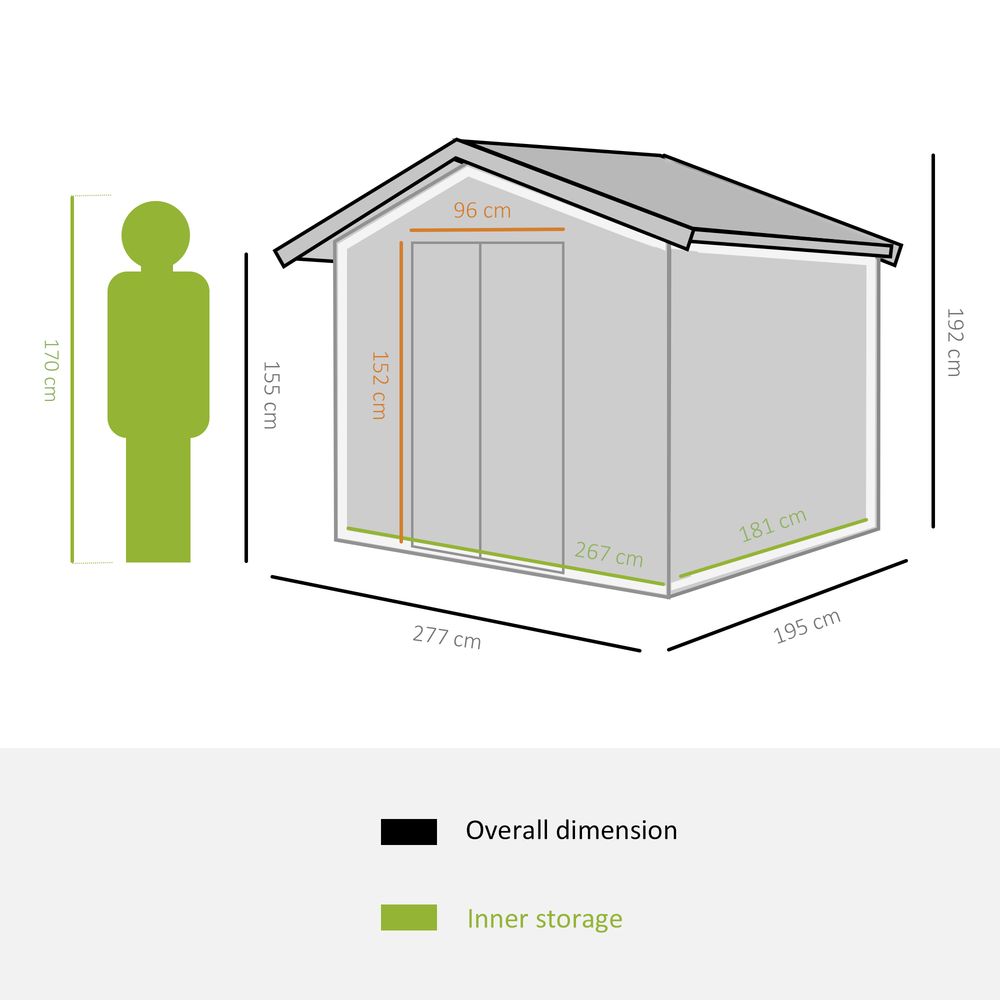 Green Metal Garden Shed - 9x6ft Storage Container w/ Door & Roof - Buy Now!