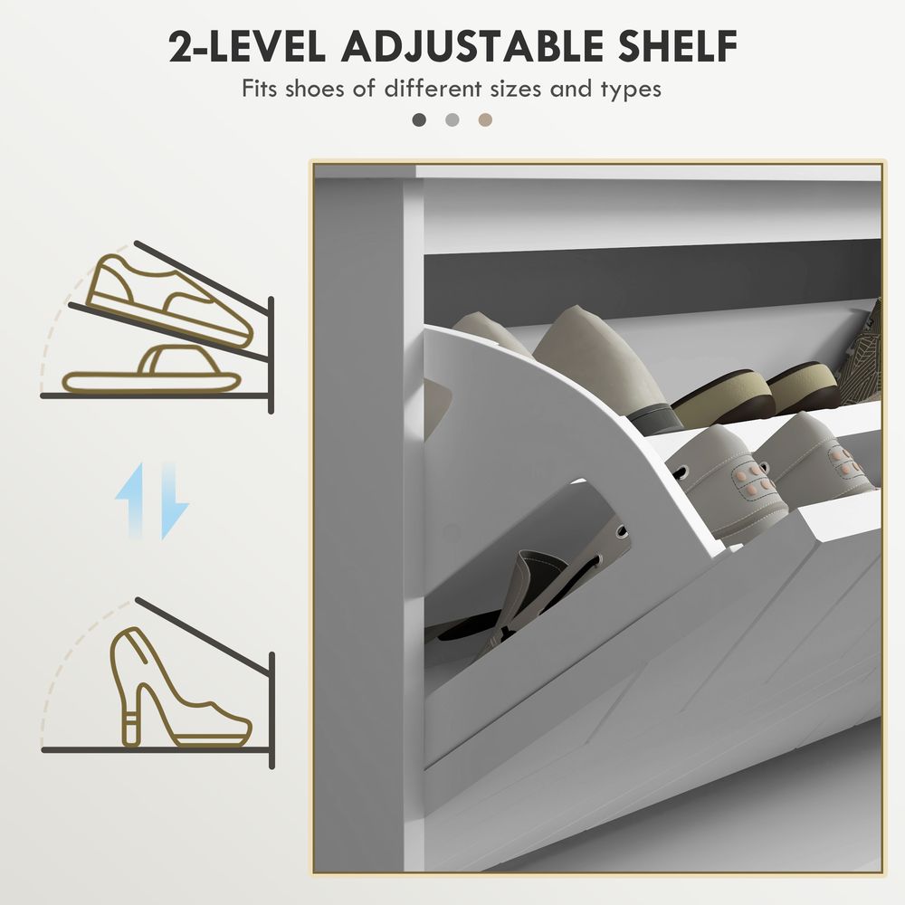 10-Pair Shoe Bench: White, Entryway, Cushion, Flip Drawer