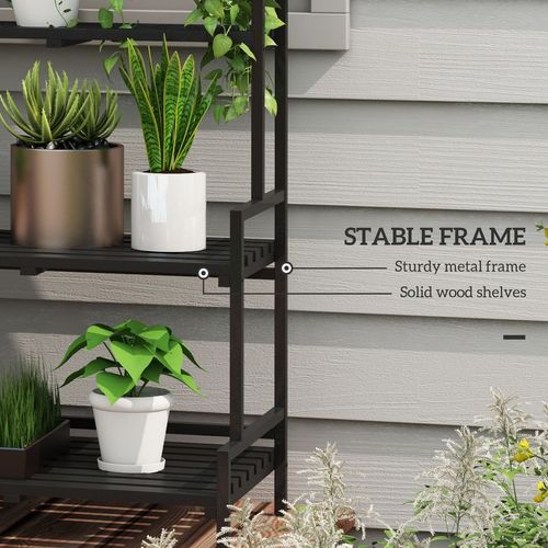 3 Tiered Plant Rack Stand with Hanging Hooks for Indoor Outdoor Use