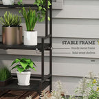 3 Tiered Plant Rack Stand with Hanging Hooks for Indoor Outdoor Use