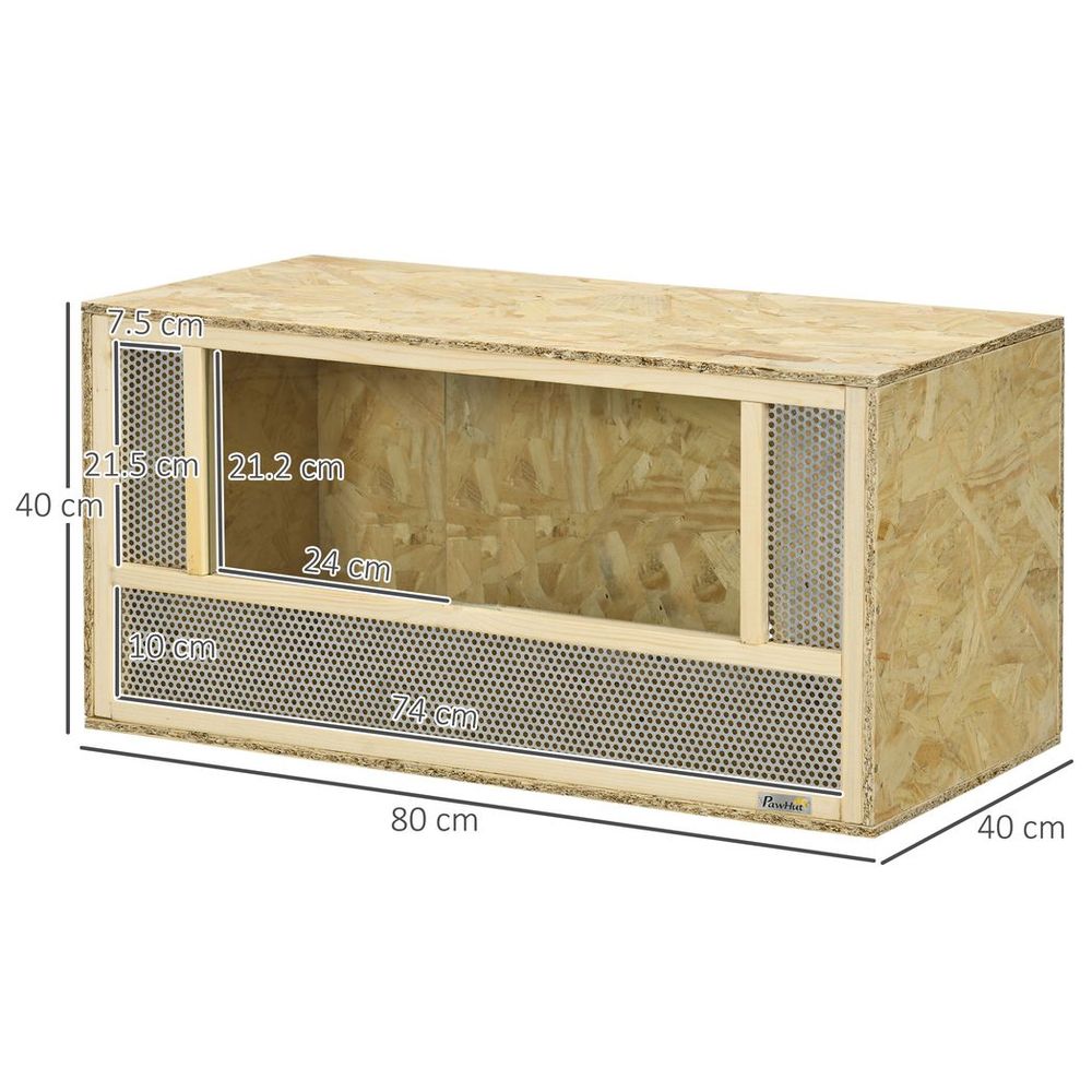 80cm Reptile Terrarium Vivarium w/ Glass Sliding Doors, Breathable Mesh