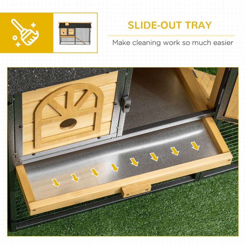 Rabbit Hutch Outdoor Bunny Cage w/ Run, Removable Tray 120 x 55.5 x 80cm