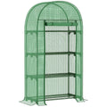 Portable Mini Greenhouse: 80x49x160cm, Steel Frame, PE Cover, Roll-Up Zip Door, Green