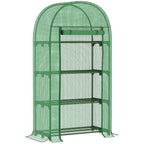 Portable Mini Greenhouse: 80x49x160cm, Steel Frame, PE Cover, Roll-Up Zip Door, Green