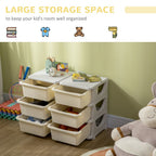 Kids Storage Units with 6 Drawers 3 Tier Chest Vertical Dresser Tower Toy Organizer for Nursery Playroom Kindergarten Cream