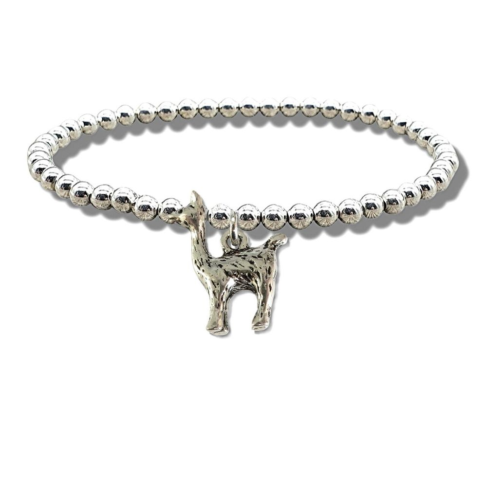 Luxurious Llama Silver Beaded Bracelet - and Stylish - Gift for Women and Girls