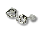 Two Hearts Silver Stud Earrings