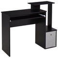 Black Computer Desk with Sliding Keyboard Tray & Storage Drawer - Unique Design