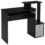 Black Computer Desk with Sliding Keyboard Tray & Storage Drawer - Unique Design