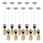 10 Pack Industrial Chrome Pendant Light, Lampshade Addable E27 Lamp Holder Light