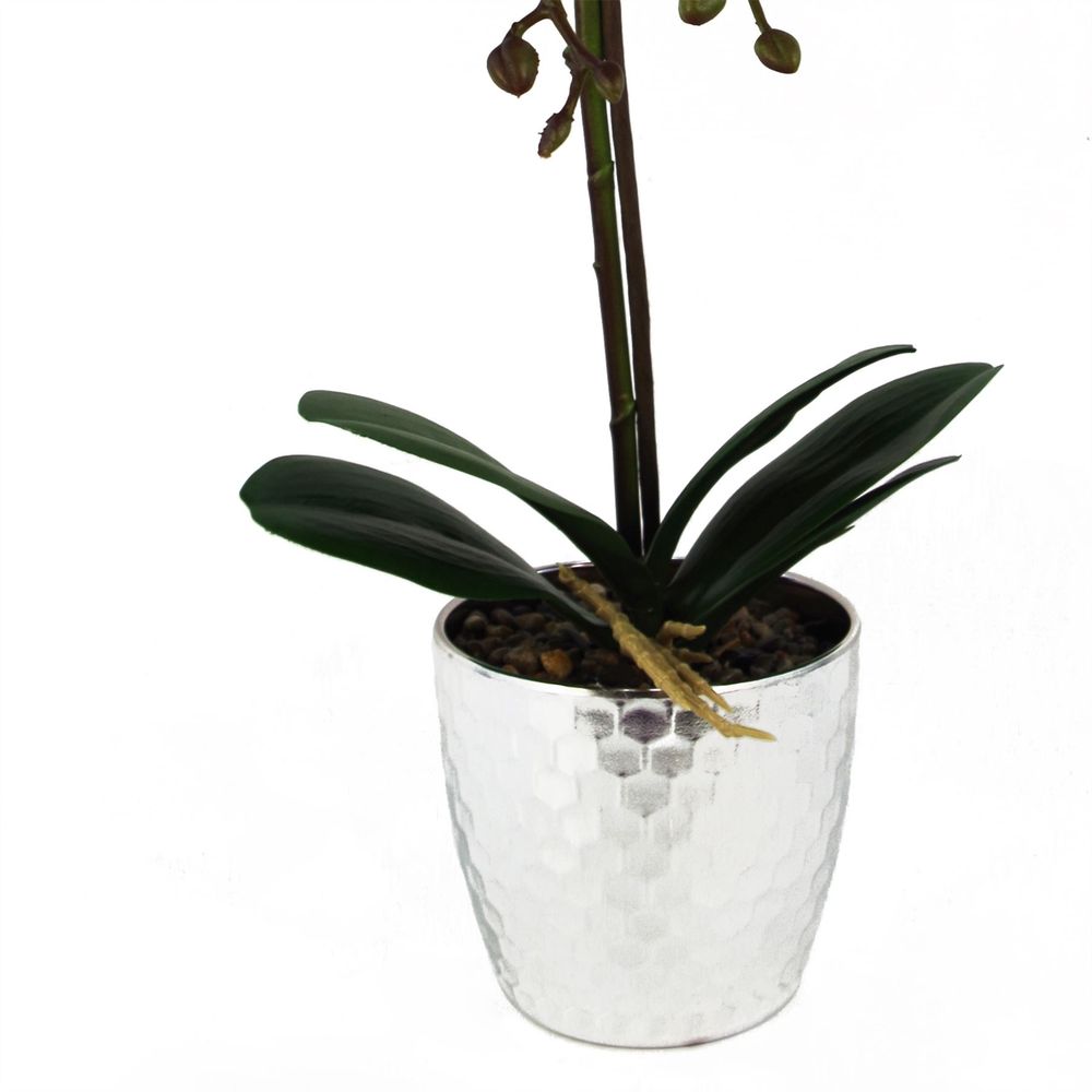Realistic 50cm Pink Silver Phalaenopsis Orchid - Artificial Floral Decor