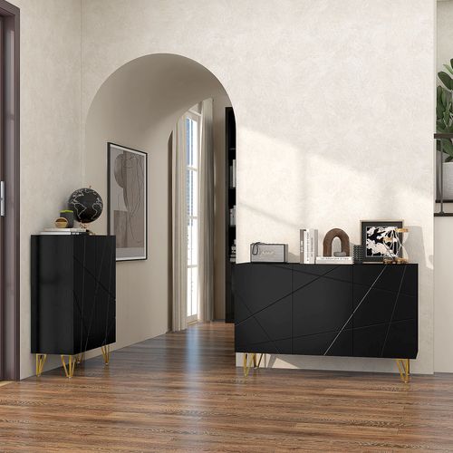 Freestanding Storage Cabinet with Adjustable Shelves for Living Room