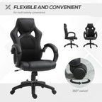 Swivel Gaming Chair - Adjustable Height, 360° Swivel, PU Leather - Black