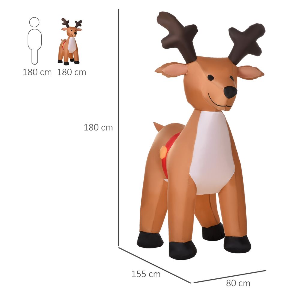 6ft Christmas Inflatable Reindeer Deco Xmas Lights Indoor and Outdoor Animal