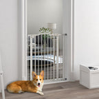 Adjustable Metal Pet Gate - Keep Pets Safe - Auto-Close Door - White