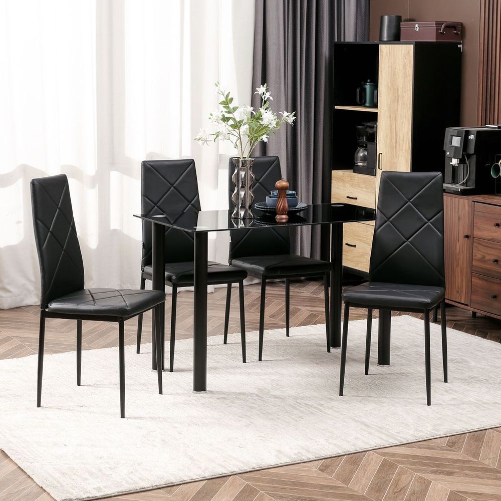 Dining Table Set for 4, Modern Kitchen Table and Chairs with Padded Seat