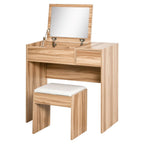 Dressing Table Set with Padded Stool - Stylish, Multi-Purpose, Mirror, Storage, Comfortable