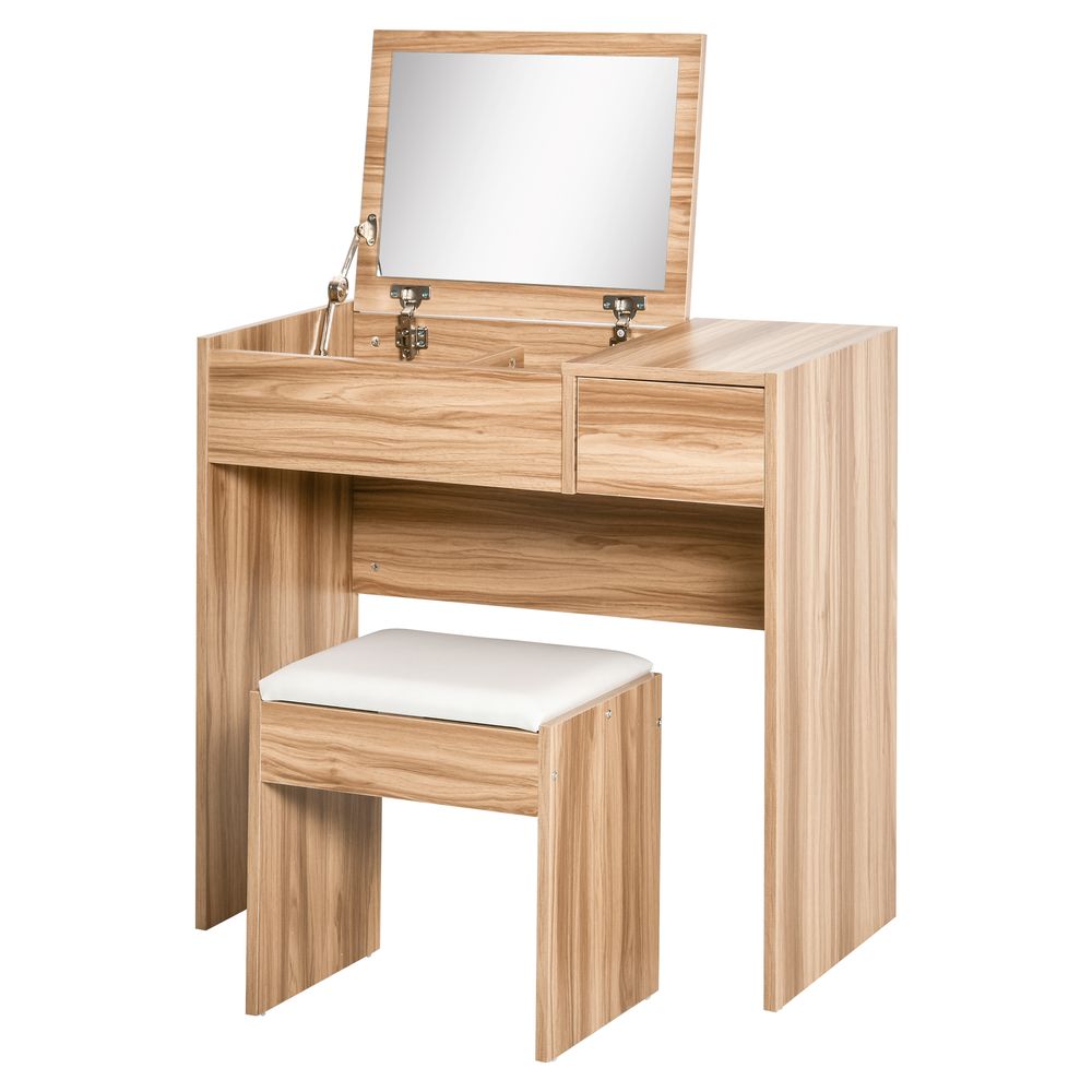 Dressing Table Set with Padded Stool - Stylish, Multi-Purpose, Mirror, Storage, Comfortable