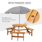 Round Table W/3 Attached Benches-Fir Wood