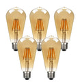 Vintage LED Edison Dimmable Bulbs - 5Pack Amber Glass - Warm White 2700K - Energy Saving - Long Lasting