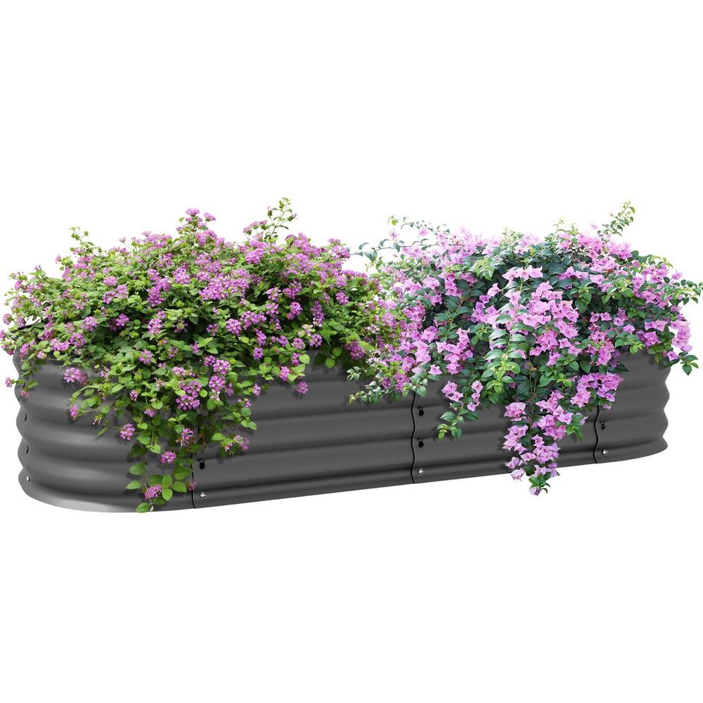 Galvanised Raised Garden Bed with Safety Edging - Dark Grey