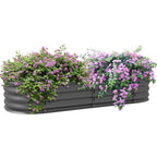 Galvanised Raised Garden Bed with Safety Edging - Dark Grey