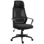 Mesh Back Office Chair - Adjustable Height & Padded Headrest - Comfortable - All Black