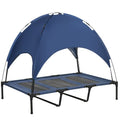 122cm Elevated Dog Bed Cooling Raised Pet Cot UV Protection Canopy Blue