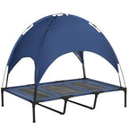 122cm Elevated Dog Bed Cooling Raised Pet Cot UV Protection Canopy Blue