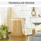 55L Bamboo Corner Laundry Hamper Bamboo Laundry Basket 38x38x57cm