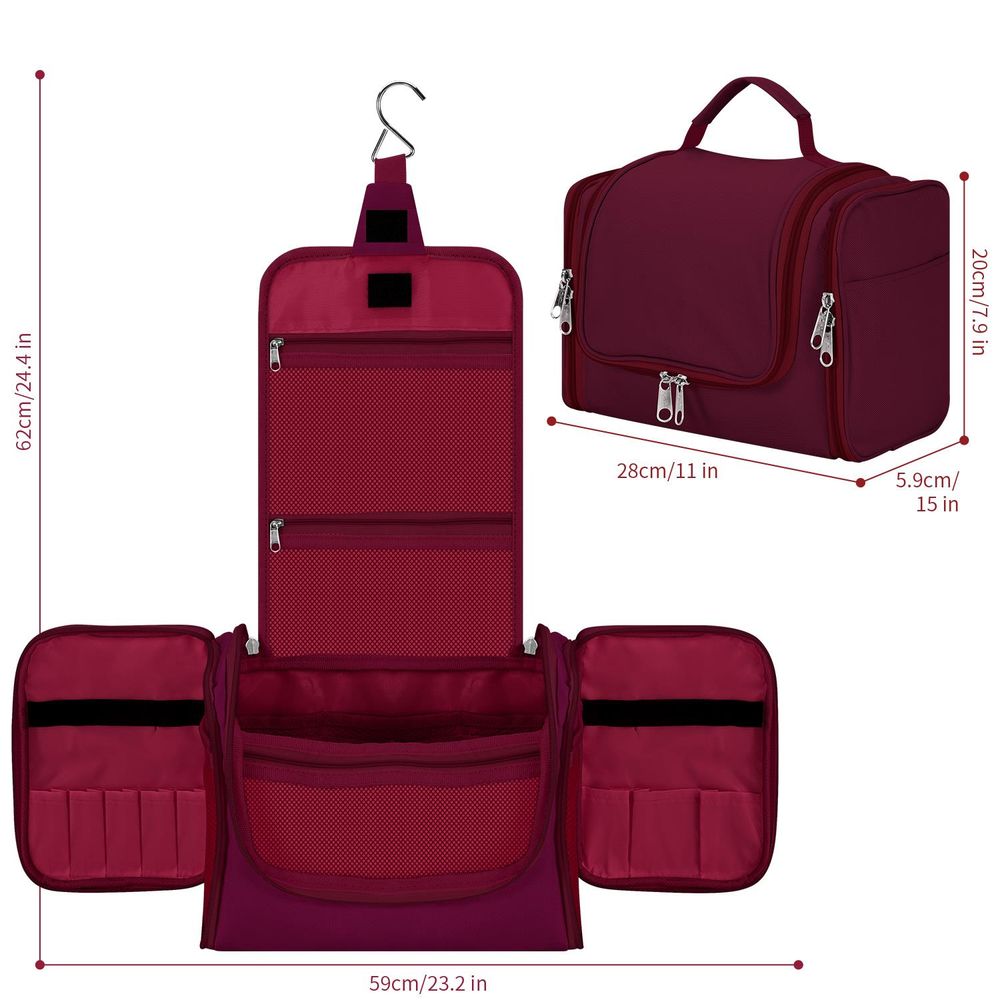 TOILETRY BAG PURPLE, Convenient Design, Saves Space - For Travel, Camping, Gym, Business
